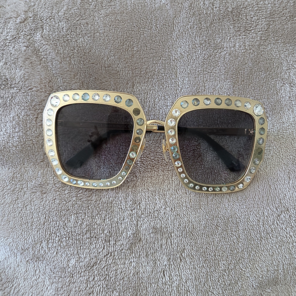 Gucci Gold Crystal-Embellished Sunglasses